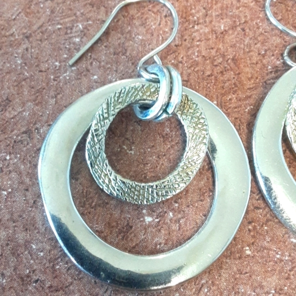 Silver Tone Hoop Earrings - Picture 4 of 6